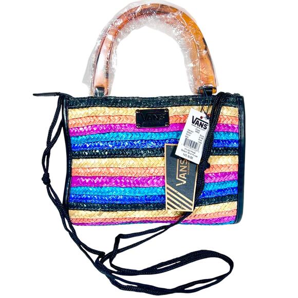 Vans Handbags - Vans Beach Bird Purse Multi-Colored Straw Purse With Tortoise Resin Handles New